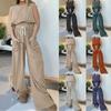 Omen's Summer 2-Piece Set O Neck Sleeveless Top Wide Leg Pants Set Jumpsuit Summer Casual Suit