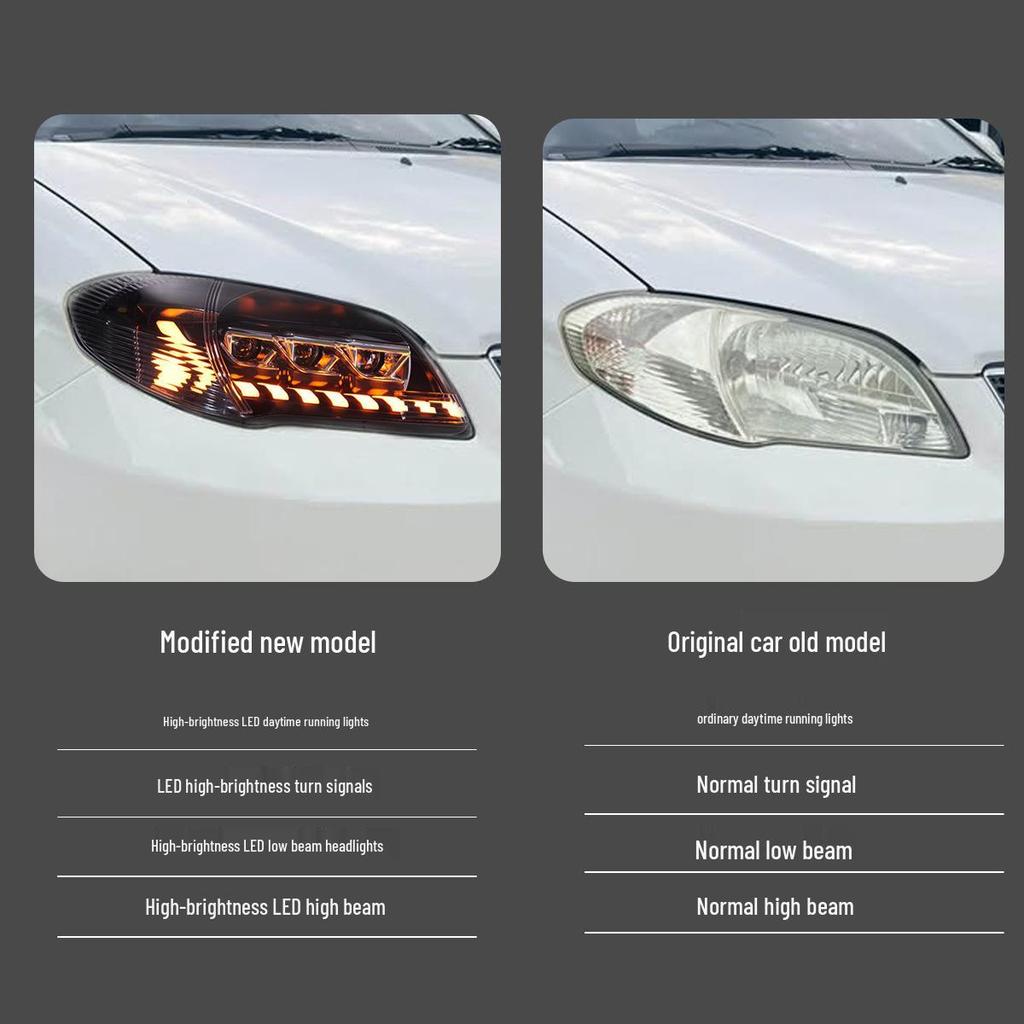 Светодиодные проекторные фары для Toyota Vios 05-07 с дневными ходовыми огнями и динамическими указателями поворота
