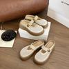 Hollow fishing net crocheted word belt Mary Jane single shoes women's summer 2025 new round head flat ballet shoes
