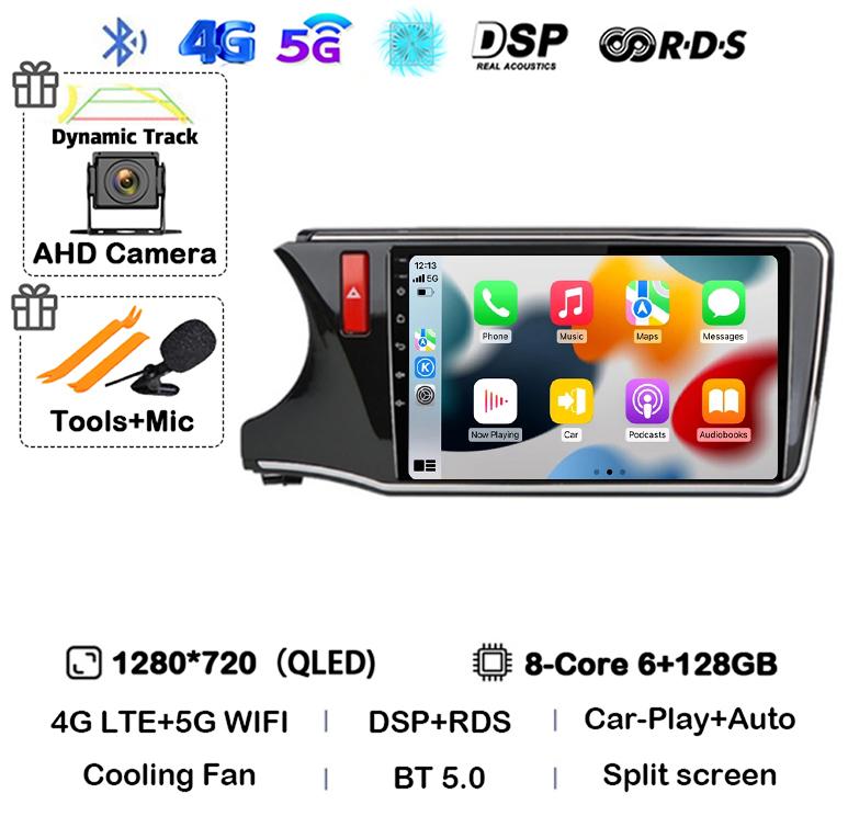 Android 14 Carplay Auto For Honda CITY 2014 2015 2016 2017 2018 2019 Car Radio Multimedia Stereo Player Navigation GPS 4G+WIFI