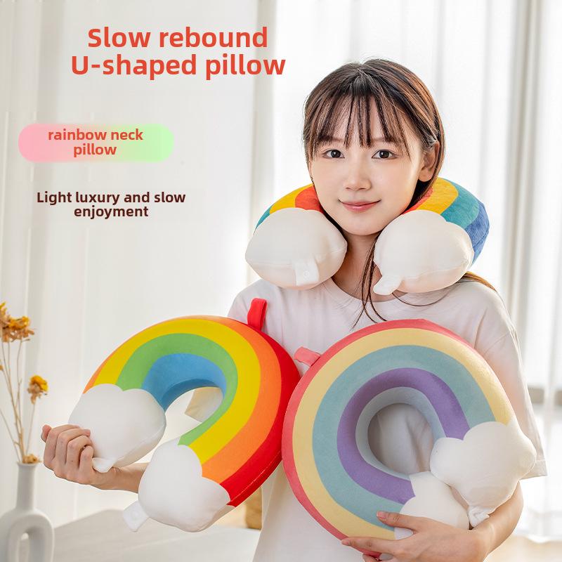 Cartoon Rainbow Memory Foam Travel Neck Pillow