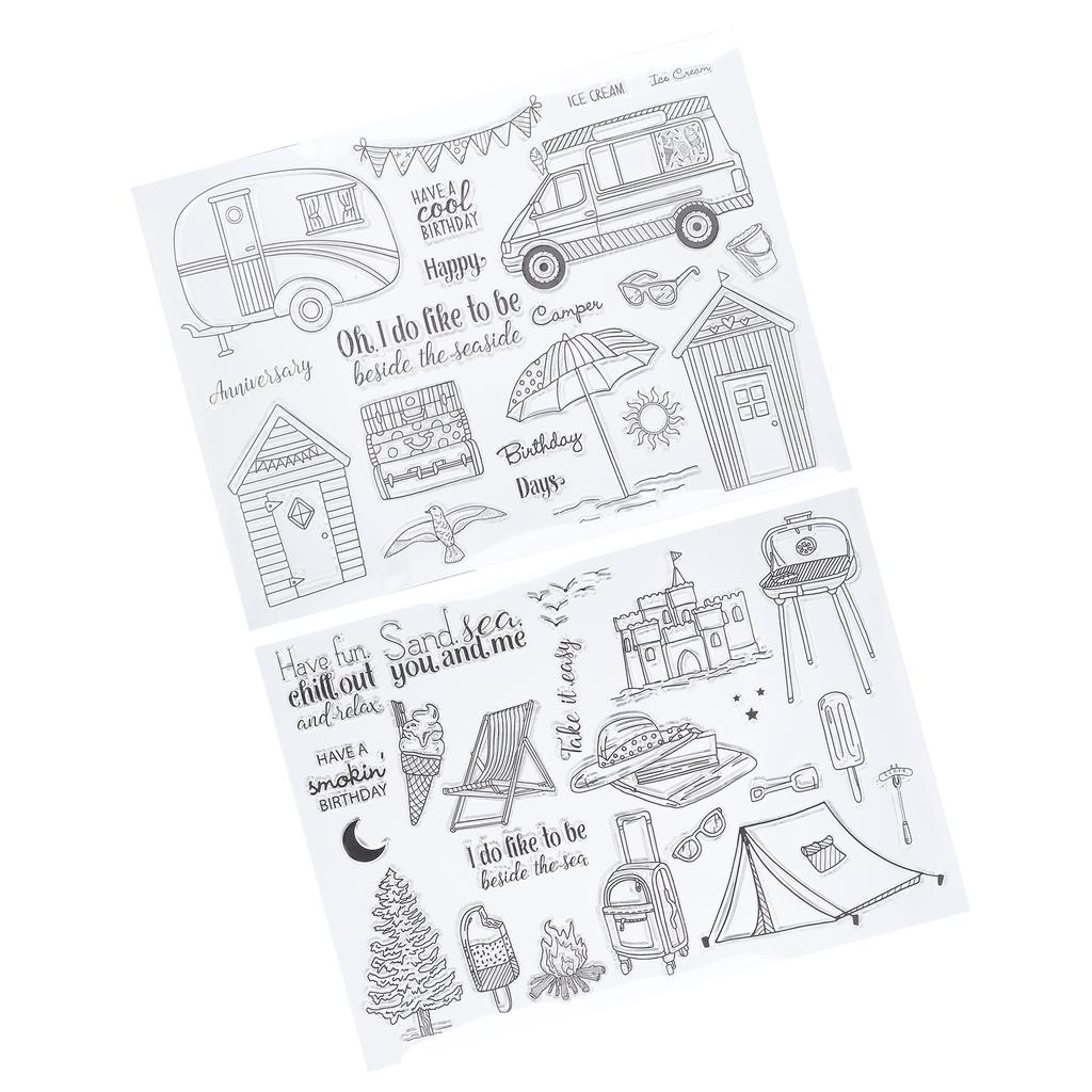 2 шт. прозрачная печать штамп летняя поездка замок автомобиль палатка для изготовления открыток скрапбукинг