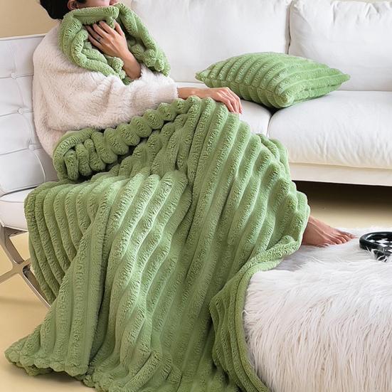 Фланелевое одеяло утолщенное искусственное кроликовое плюшевое пузырчатое покрытие сплошной цвет офисная домашняя кровать