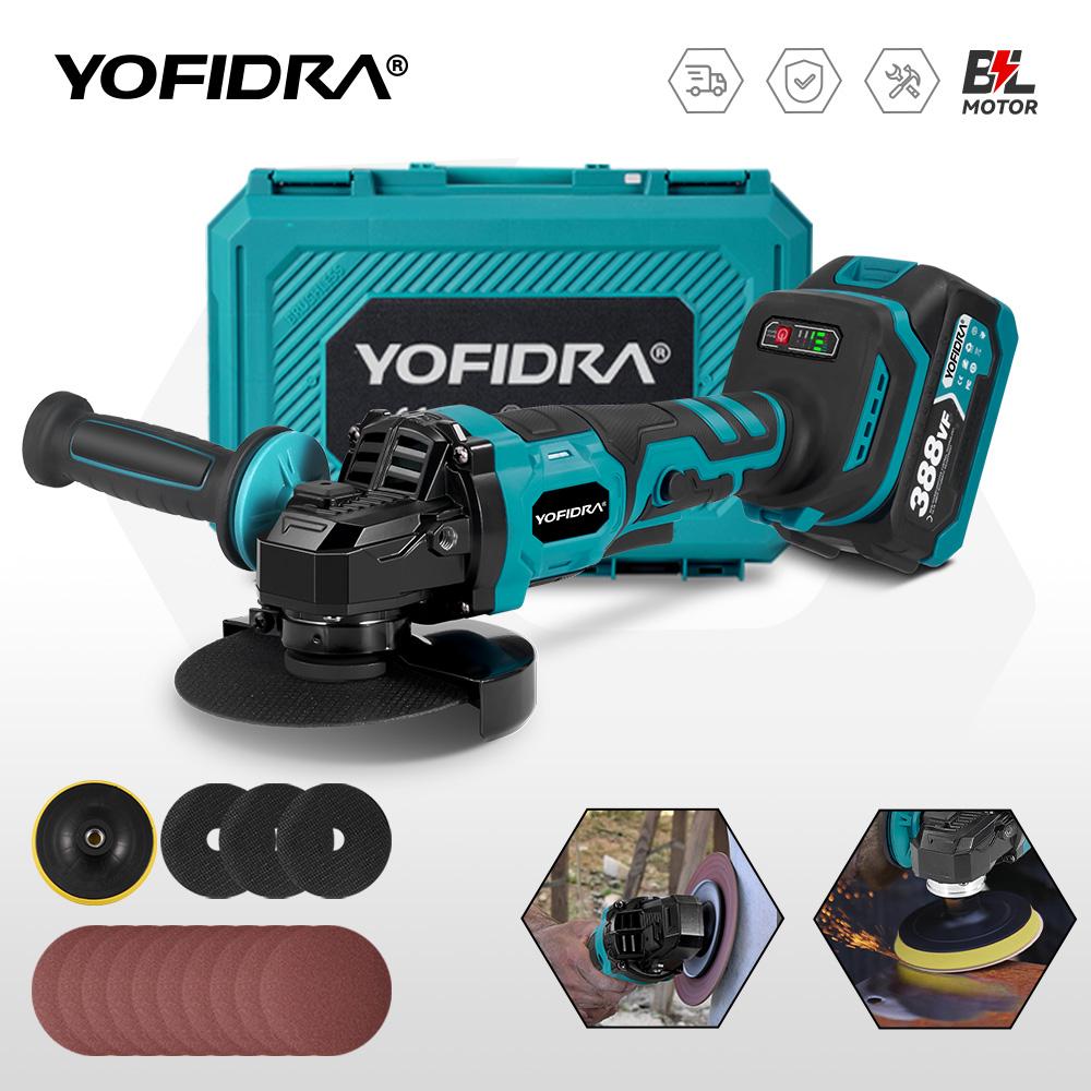 Yofidra 1500 Вт 125 мм бесщеточная угловая шлифовальная машина 3 передачи аккумуляторная шлифовальная машина режущий деревообрабатывающий электроинструмент для Makita 18 В аккумулятор