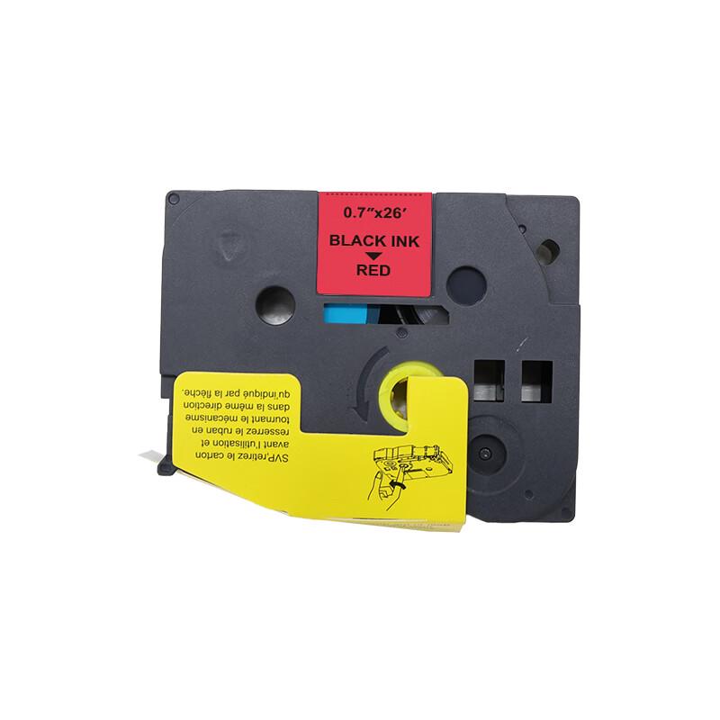 YFHC TZe-441 18mm Label Tape, Red on Black
