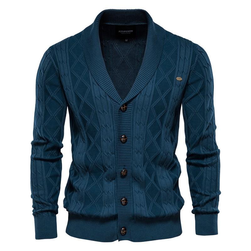 Mens Slim Fit Color-Block Knit Cardigan Sweater Winter Casual Long Sleeve Cotton Blend