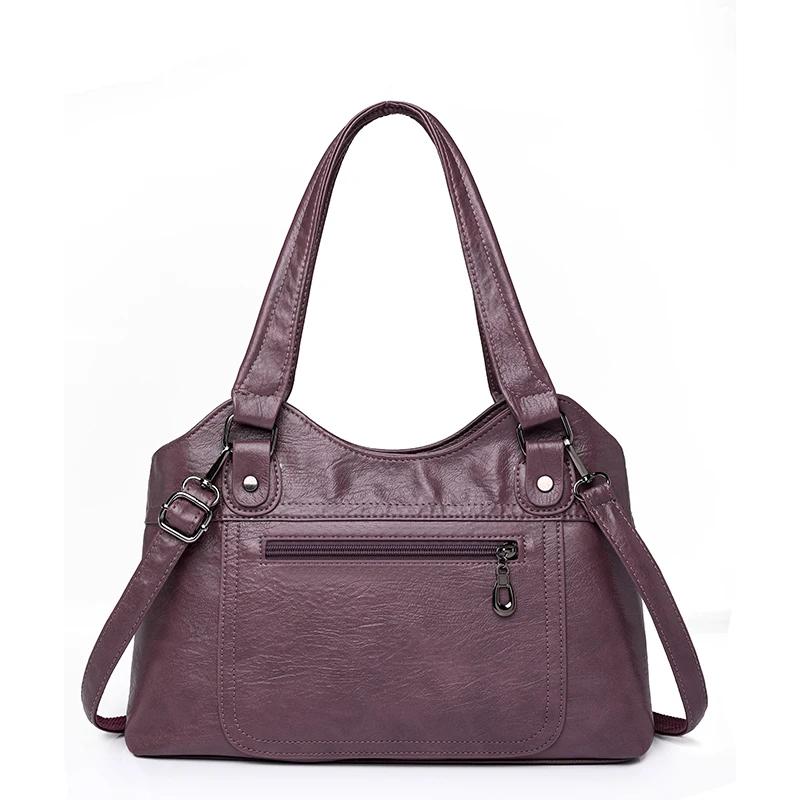 Retro Style Shoulder Bags For Women's Soft PU Leather Large Capacity Shopper Fashion Casual Totes New Travel Crossbody Bags