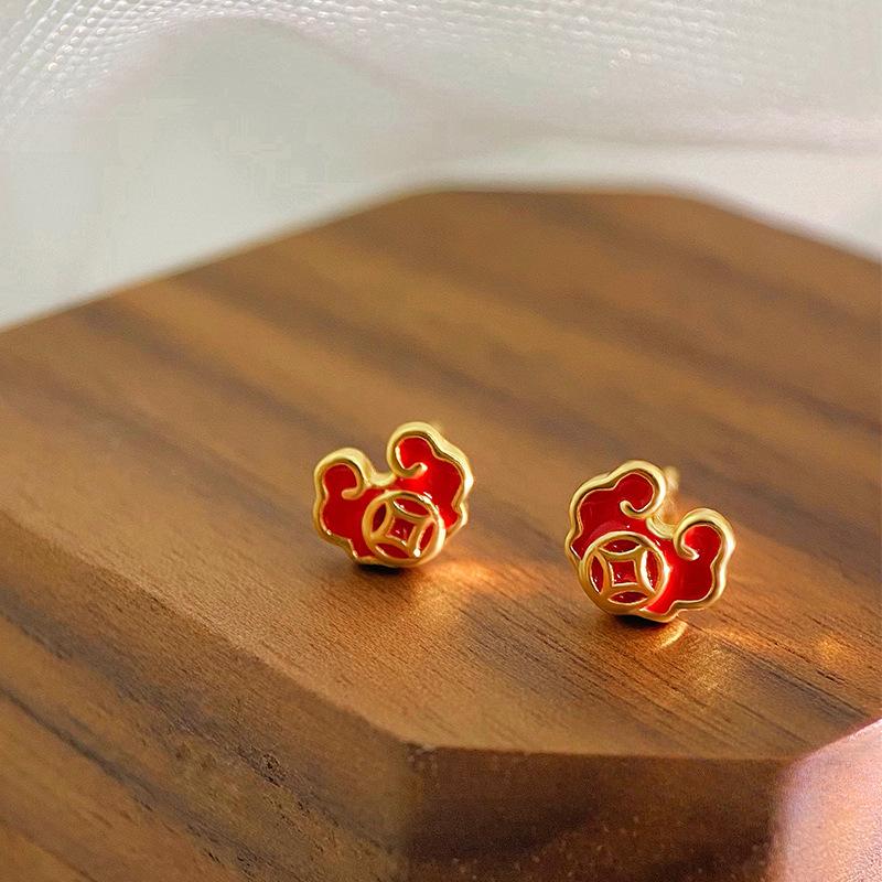 Серьги Ping An Lock для женщин, новые праздничные серьги в китайском стиле в национальном стиле