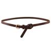 Simple Ring Knotted Thin Belt Women'S Leather Decorative Skirt Fashionable Cowhide Small Belt Red