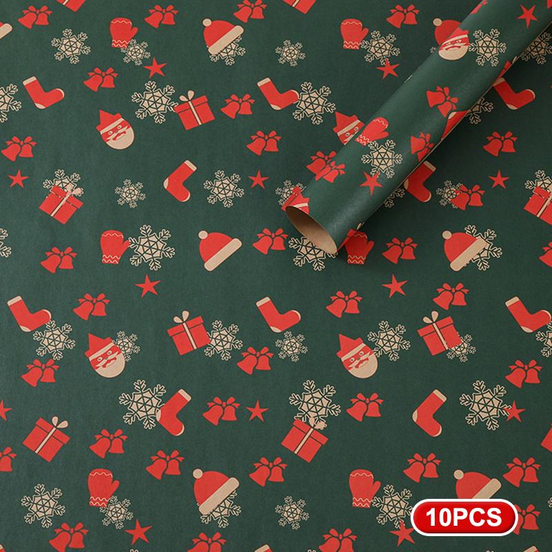 10pcsChristmas Gift Wrapping Paper Multi-purpose Portability Gift Packaging Papers Party Wedding Gift Wrapping Decoration Papers