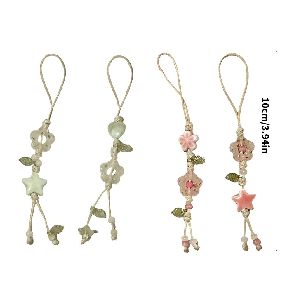 Керамическая цепочка-мобиль с цветком-звездой, шнурок для телефона, аксессуары для сумки, мобильный кулон, подарок для молодых трендсеттеров