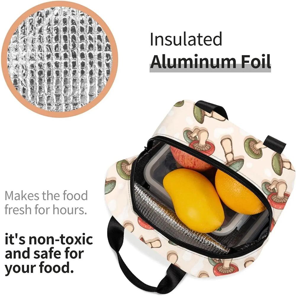 Эстетичный ланч-бокс с принтом грибов Каваи Маленькая термоизоляционная сумка для ланча Многоразовый пакет для еды Контейнеры для ланча Сумки для женщин мужчин