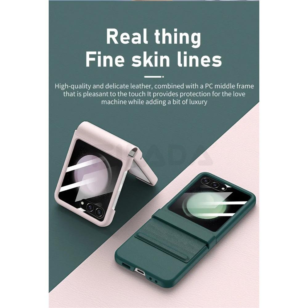 Роскошный матовый кожаный цветной шарнир для Samsung Galaxy Z Flip 6 5 5G чехол с зеркальной пленкой защитный складной противоударный полная защита