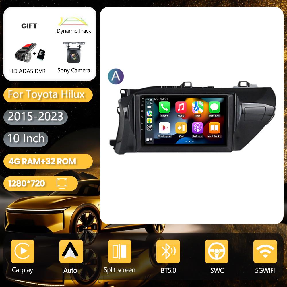 Android 16 pour Toyota Hilux 2016 - 2020 Carplay Auto Écran 2K WIFI+4G Autoradio Lecteur Multimédia Stéréo Autoradio 4G