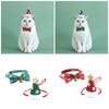 Christmas Dog Costume Bowtie and Hat Set for Pet Cat Festival Dressingup Costume Dog Party Headwear Roleplay Accessory