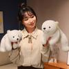 Cute Polar Bear Plush Doll Soft Fuzzy PP Cotton Stuffed Animal Toy Simulated Sitting White Bear Plushie Home Decoration Kids Girlfriend Birthday Gift