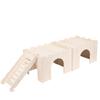Large Guinea Pig Hideout Castle Detachable Wooden Chinchillas House with Mat Stair Window for Small Animals Rabbits