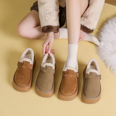 Женские зимние теплые меховые ботинки большого размера на мягкой подошве, утепленные подкладкой, ботильоны, нескользящие, для пешего туризма, спортивные, хлопковые ботинки, кожаная обувь