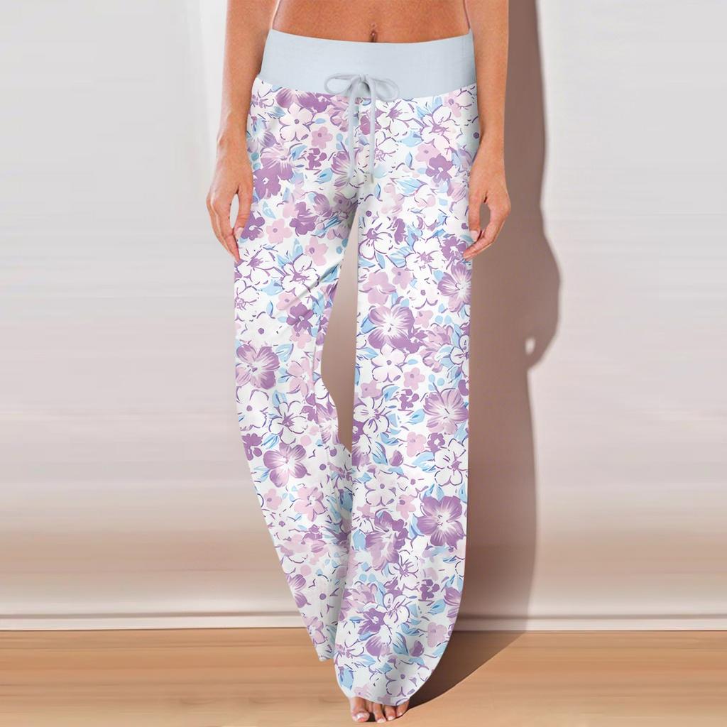 Женские повседневные спортивные брюки с винтажным принтом, пижамные брюки с карманами