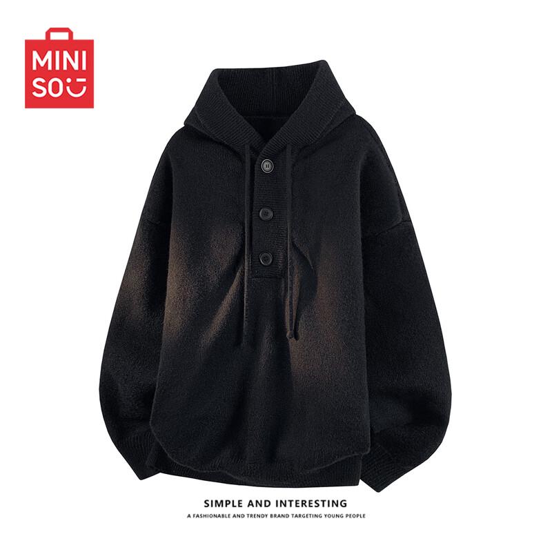 MINISO Unisex Henley Hooded Knit Sweater