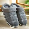 Large Size 50-51 Plaid House Slippers for Man Foam Winter Plush Indoor Male Shoes Warm Home Slippers Non Slip Black