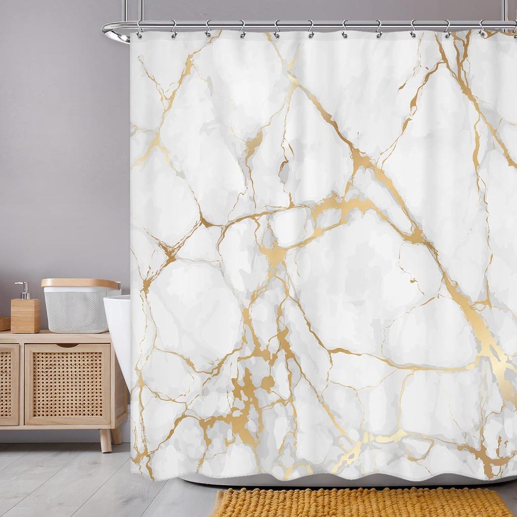 25Style Luxury Abstract Marbling Shower Curtains Geometric Stripes Drapes For Bathroom Accessories Set Bathtub Curtain With Hooks Waterproof