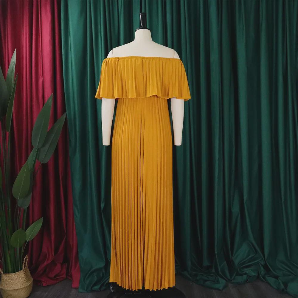 C8514 2023 Сексуальное вечернее платье с открытыми плечами и драпировкой – Европейский и американский стиль