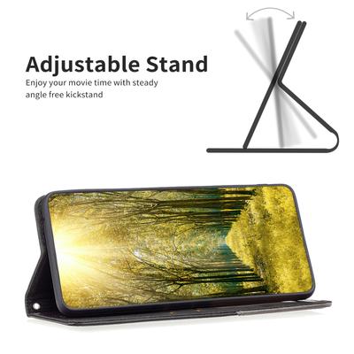 Для Realme C55 Сшитый чехол-книжка из ПУ кожи с держателем для карт и функцией подставки
