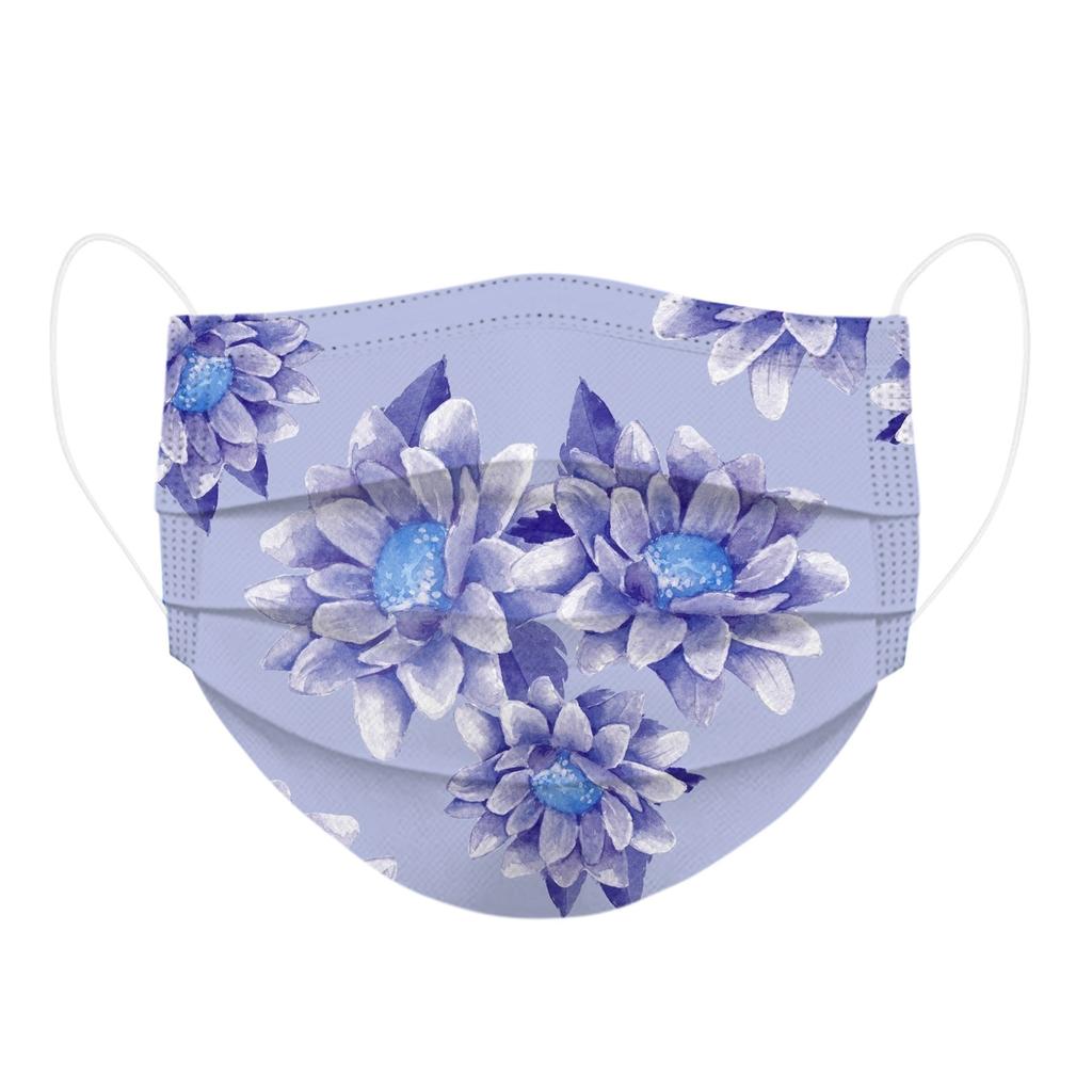 10pcs Flower Printing Adult Disposable Christmas Mask 3 Layer Earring Face Mask