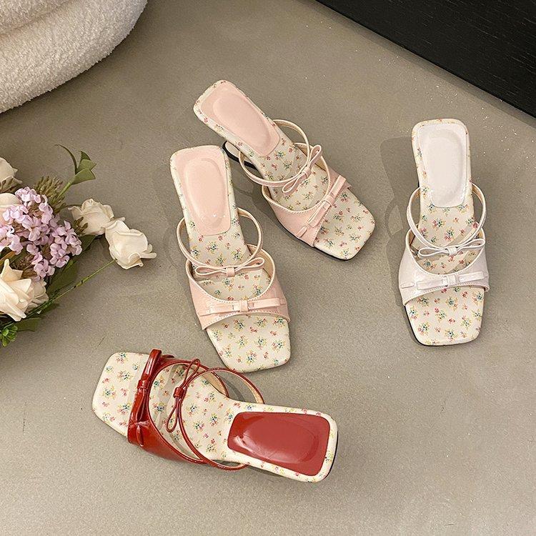 Французские элегантные туфли на танкетке женские босоножки с открытым носком и бантом на высоком каблуке лето 2025 г.