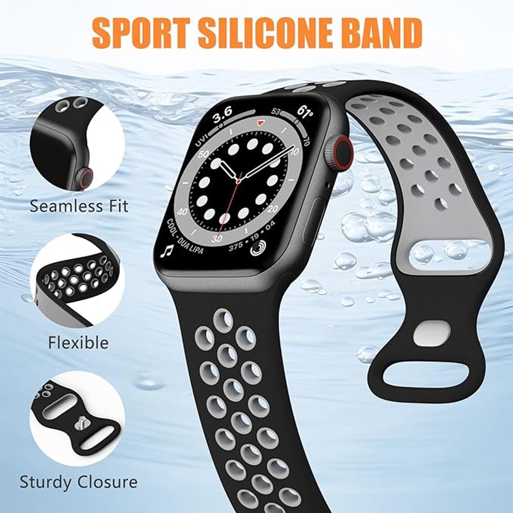 Силиконовый ремешок для Apple Watch 11 10 9 8 7 46 мм 45 мм 42 мм 41 мм Ultra 3/2 49 мм Дышащий браслет для iWatch 6 5 4 SE 44 мм