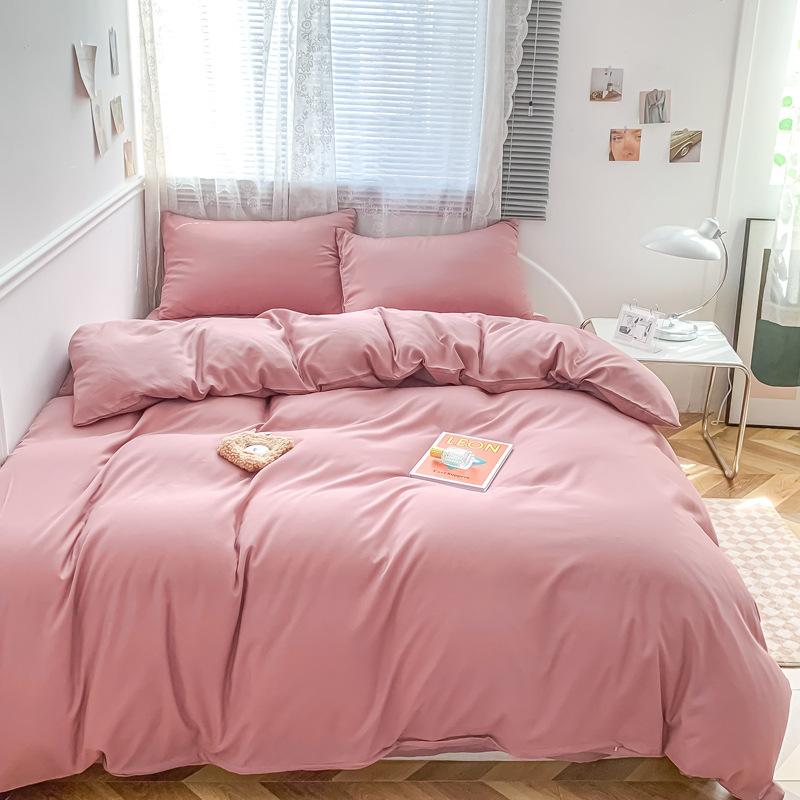 Сплошной цвет, хлопковый комплект из четырех предметов, матовые простыни, три комплекта