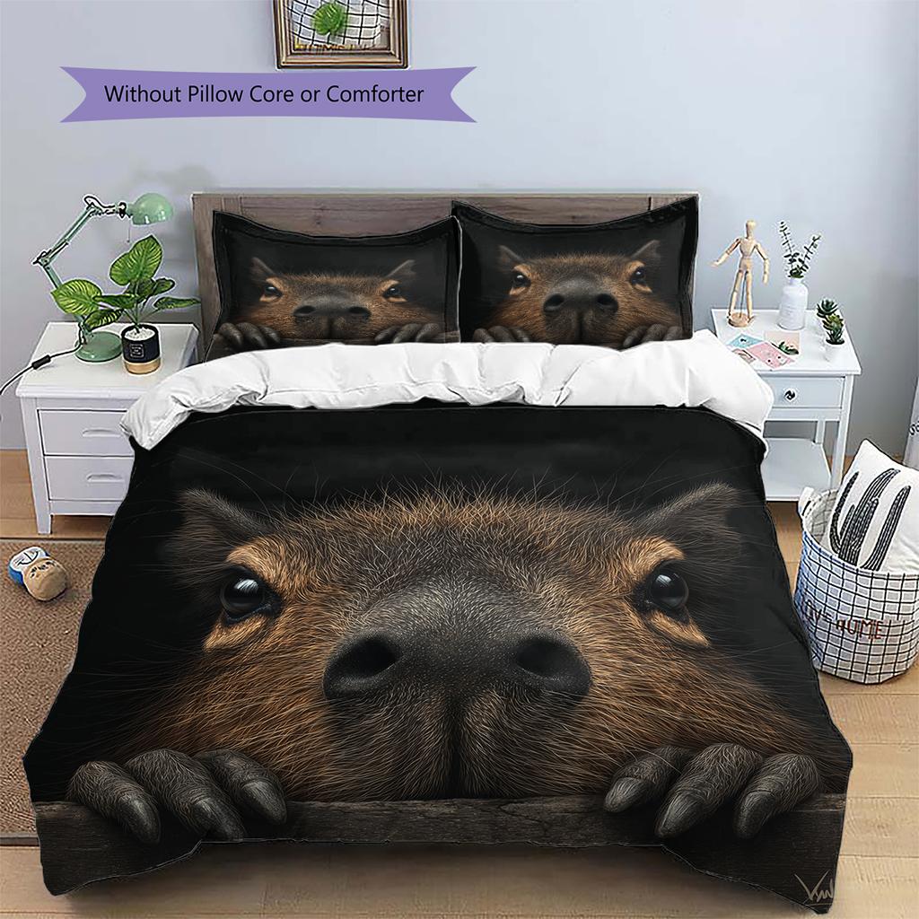 Capybara Pattern Bedding Home Decoration Birthday Gift (1 * duvet cover + 2 * pillowcase, without core)