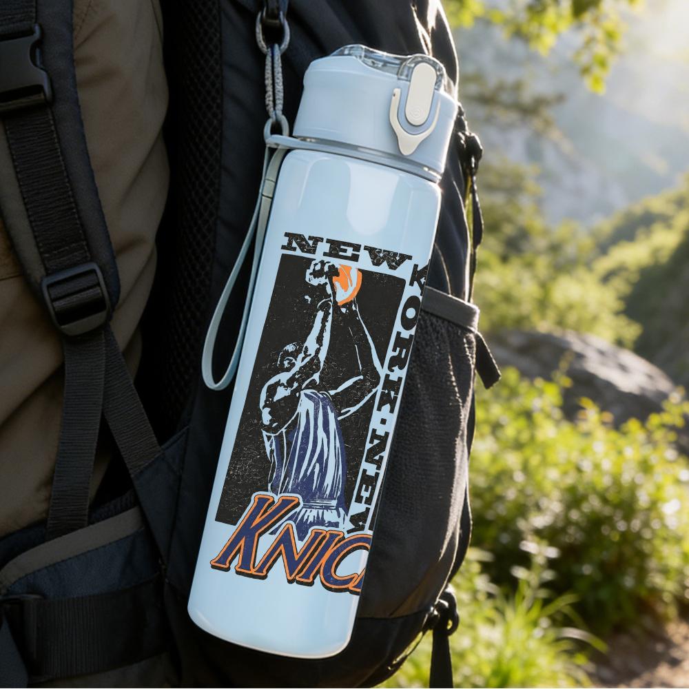 1PC Nicks band female figure collage print 750ml colorful plastic sports water bottle leakproof pop up lid with straw for outdoor work home use