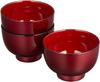 Showa Soup Bowl Set Yamanaka Microwave and Dishwasher Safe (3 Pieces), Lacquer, Red,