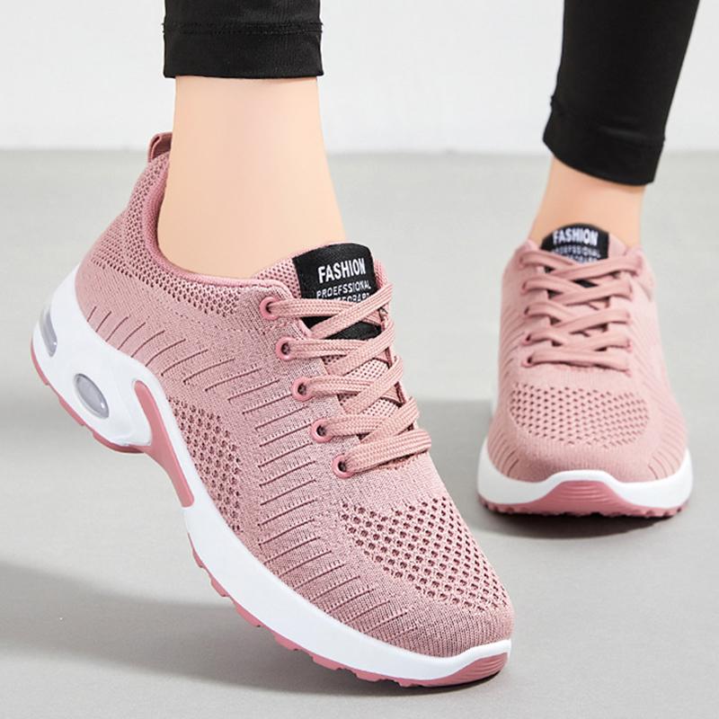 Мода Модные сетчатые дышащие кроссовки для женщин на воздушной подушке со шнуровкой на платформе женские легкие повседневные спортивные туфли 2024