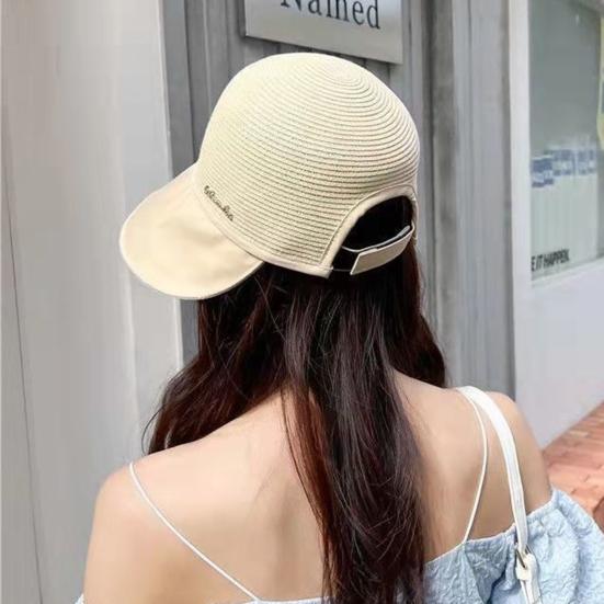 Женская шляпа в стиле рыбака, однотонная шляпа от солнца с регулируемым дизайном, летняя соломенная шляпа для рыбалки на открытом воздухе