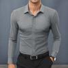 Мужская классическая рубашка с длинным рукавом и лацканами, рубашка на пуговицах, однотонная официальная деловая рубашка для работы, свиданий, собеседований, свадеб
