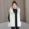 Winter Down Cotton Vest Jacket Women Sleevele Jacket Hooded Parkas Warm Vest Coat Female Waistcoat Overcoat
