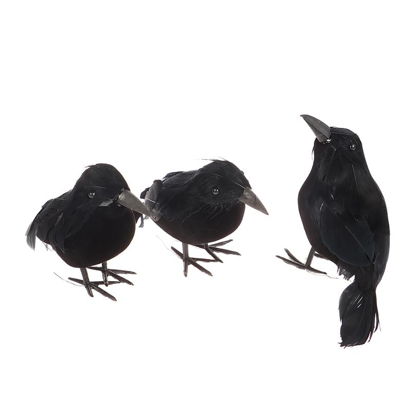 Small Simulation Fake Bird Realistic Halloween Black Crow Model Ornament Simulation Bird Home Decoration Animal Creepy Toy