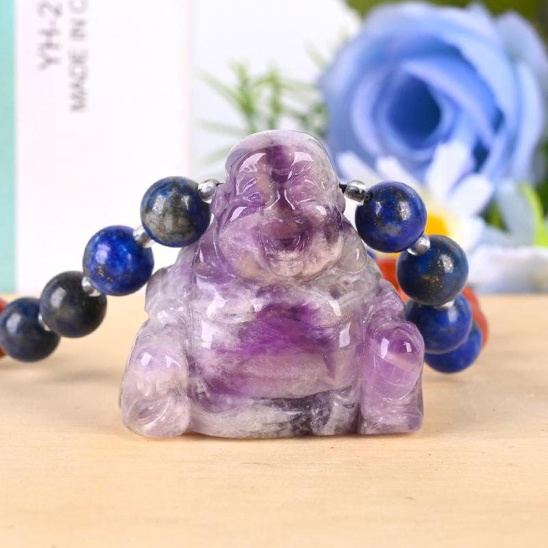 Factory-Direct BUILDFUL High Quality Natural Bead Buddha Necklace Crystal Buddha Pendant Carved Fashion Trend for Fengshui