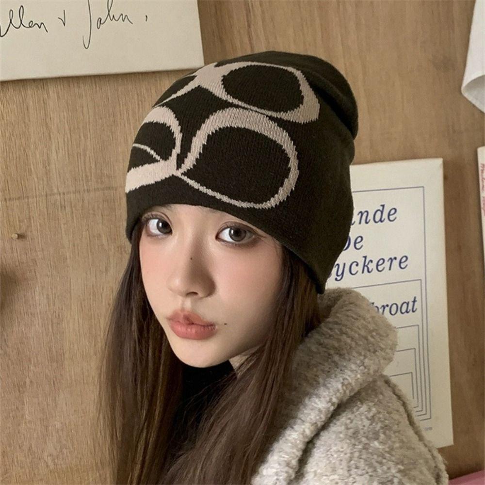 Y2k Letter Woolen Hat Korean Style Knitted Pullover Hat Fashion Knitted Cap Warm