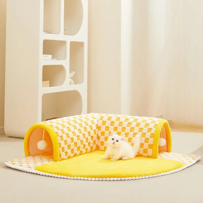 Cat Shelter Tunnel Warm Cat Bed Cat Escape Dog House Enclosed Removable and Washable Funny Mat Pet Products Accessories