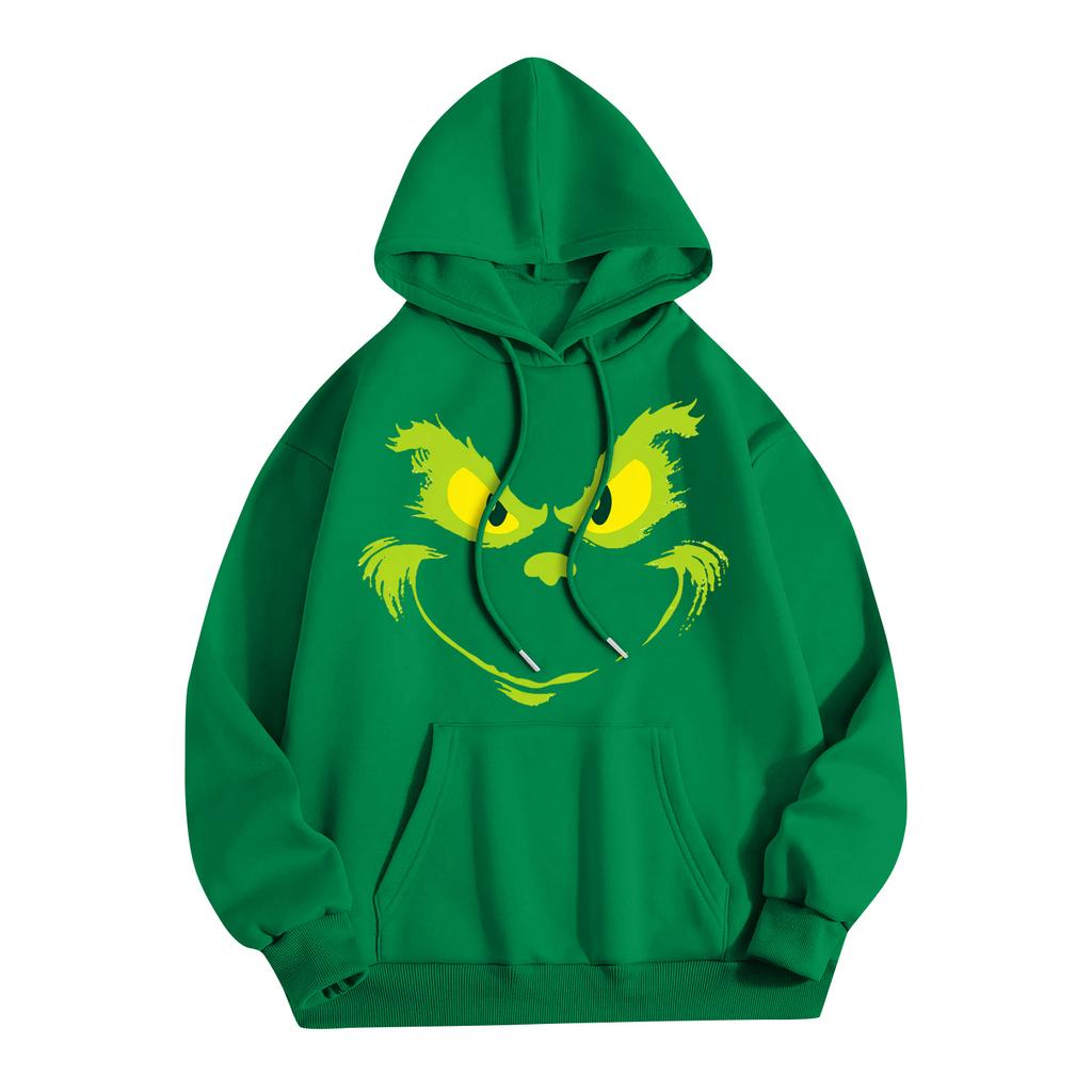 Женская модная повседневная толстовка с капюшоном и карманами с рождественским принтом