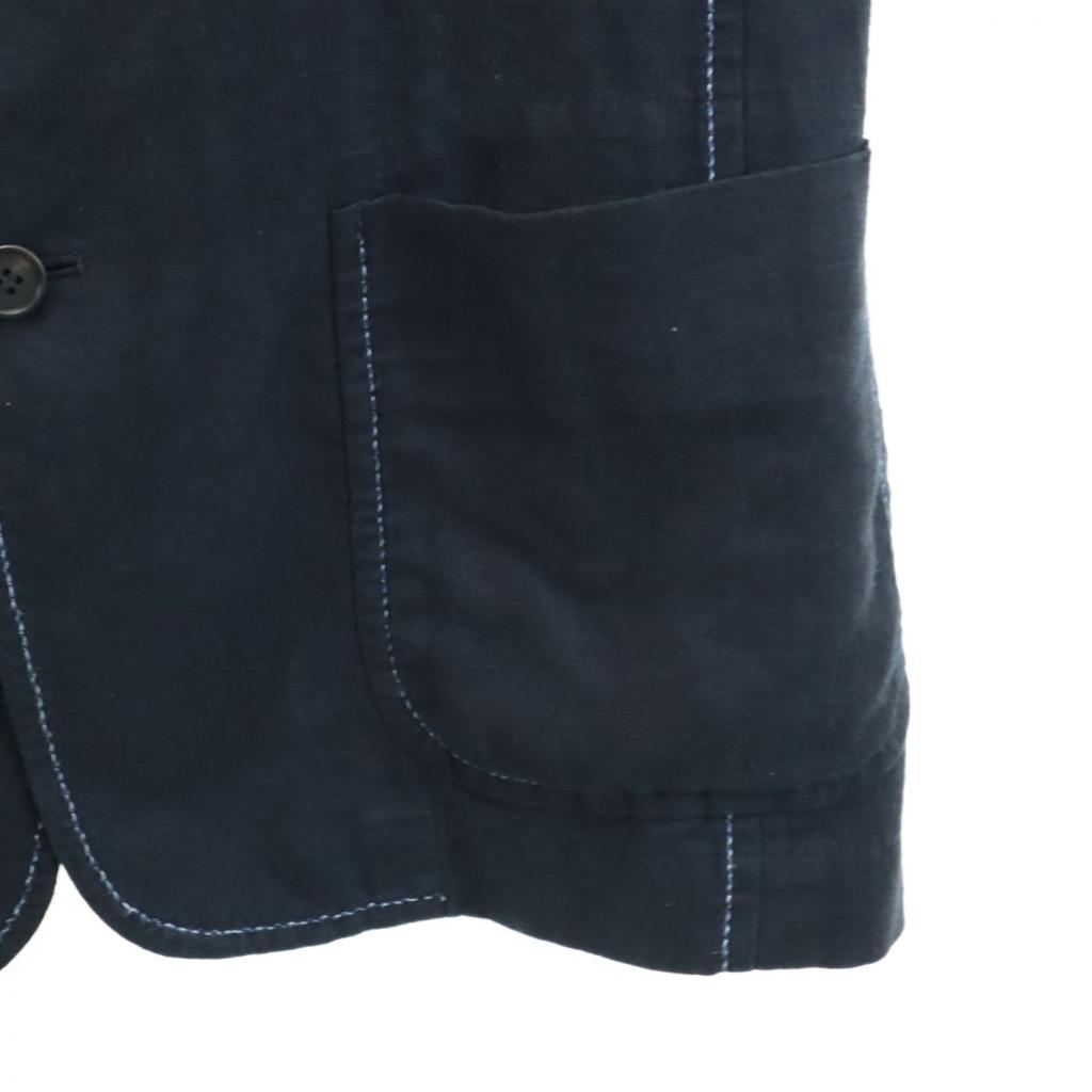 ISSEY MIYAKE Льняной приталенный жакет с длинным рукавом 1 темно-синий мужской б/у