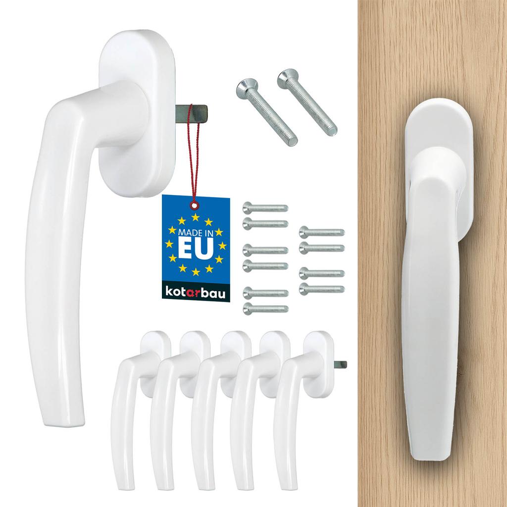 Window Handle for Balcony Doors, White, Spindle 35 mm, Set of 5