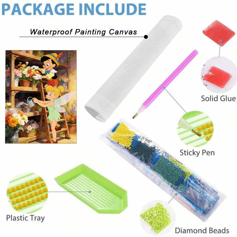 Disney Pinocchio and Tinker Bell Diamond Paint Painting Art Kit Handmade DIY5D Home Decor Gift