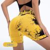 Women's Tie-Dye High Waist Peach Yoga Shorts - Hip Lifting Sport Running Fitness Pants