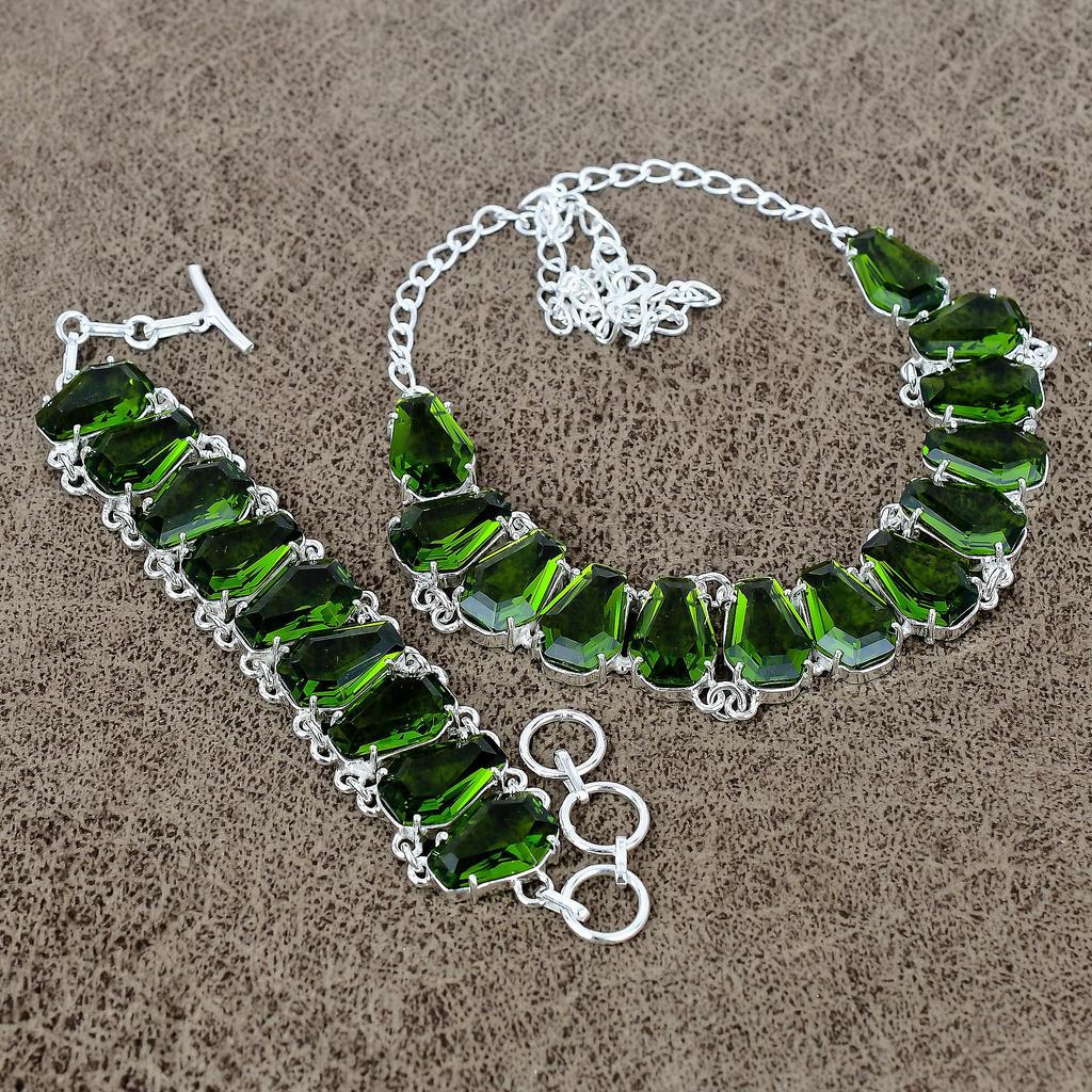 Peridot Gemstone Handmade 925 Sterling Silver Jewelry Set KKG-448