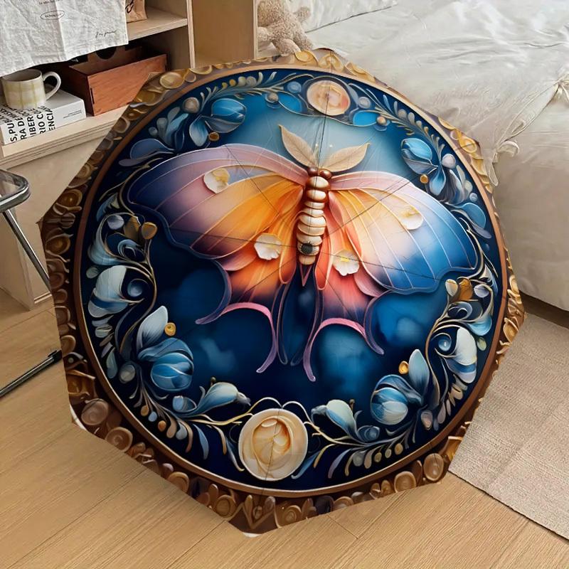 1pc Butterfly Mandala Artwork Umbrella with Plastic Handle,Suitable for All Seasons Home Travel Outdoor UmbrellaDD1310